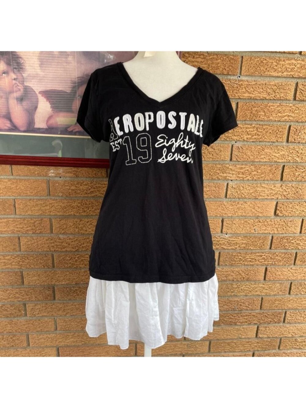 Aeropostale black baby tee with embroidered logo